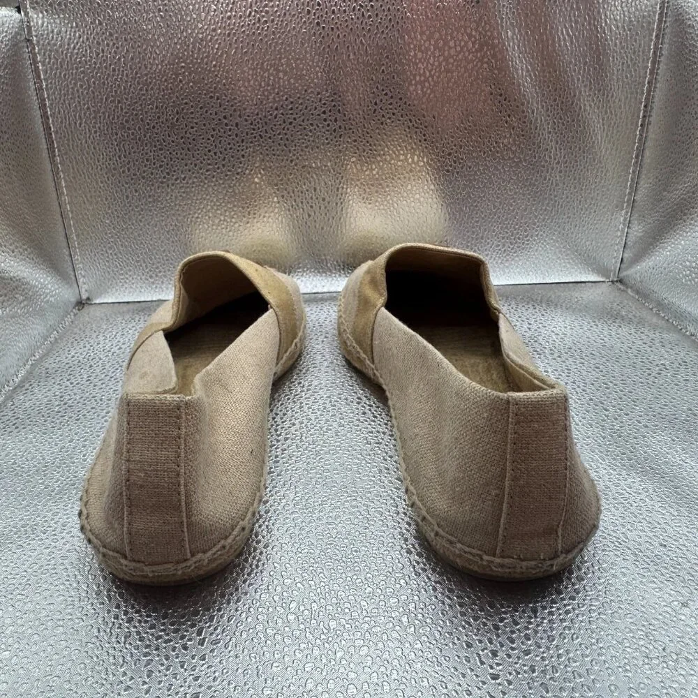 Size 9M Tory Burch Womens Beige Natural‎ Slip-On Weston Espadrille Flat